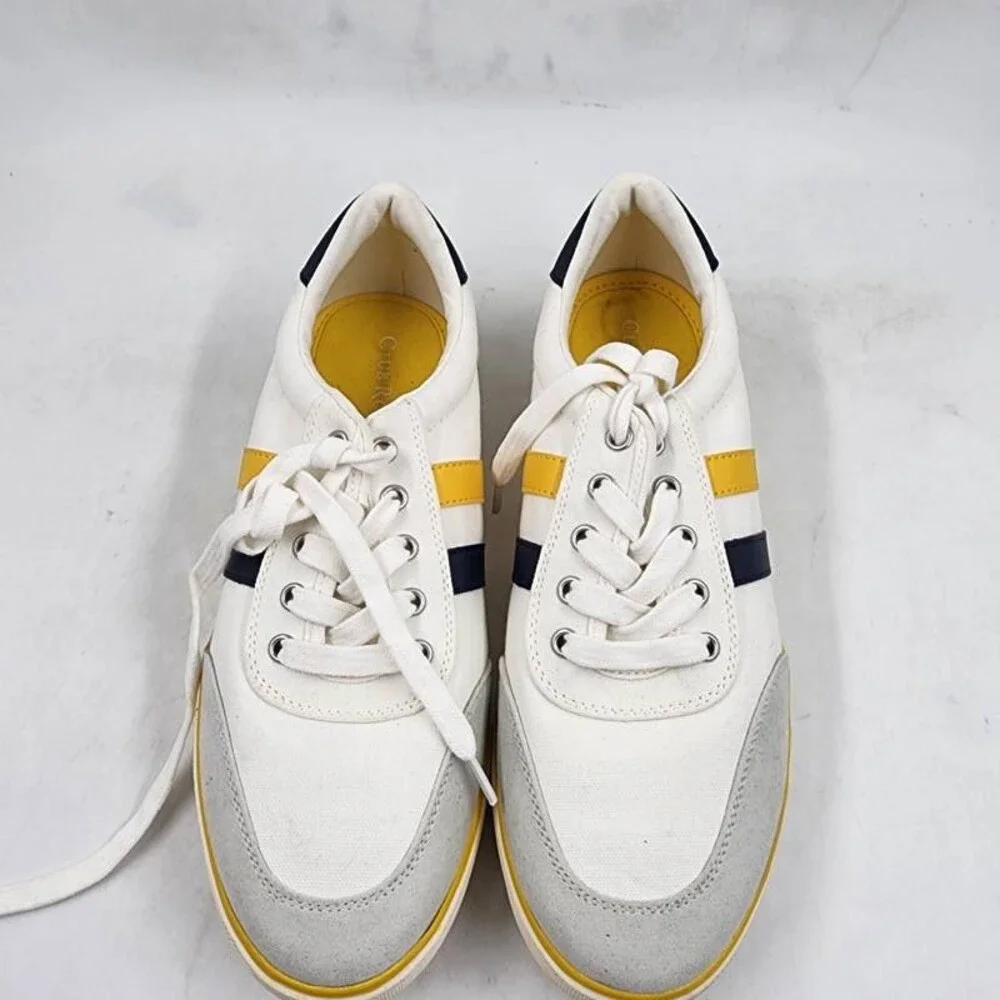 Club Room Noah Stripe Lace-Up Sneakers Men's 7 Yellow Multi Round Toe Slip On